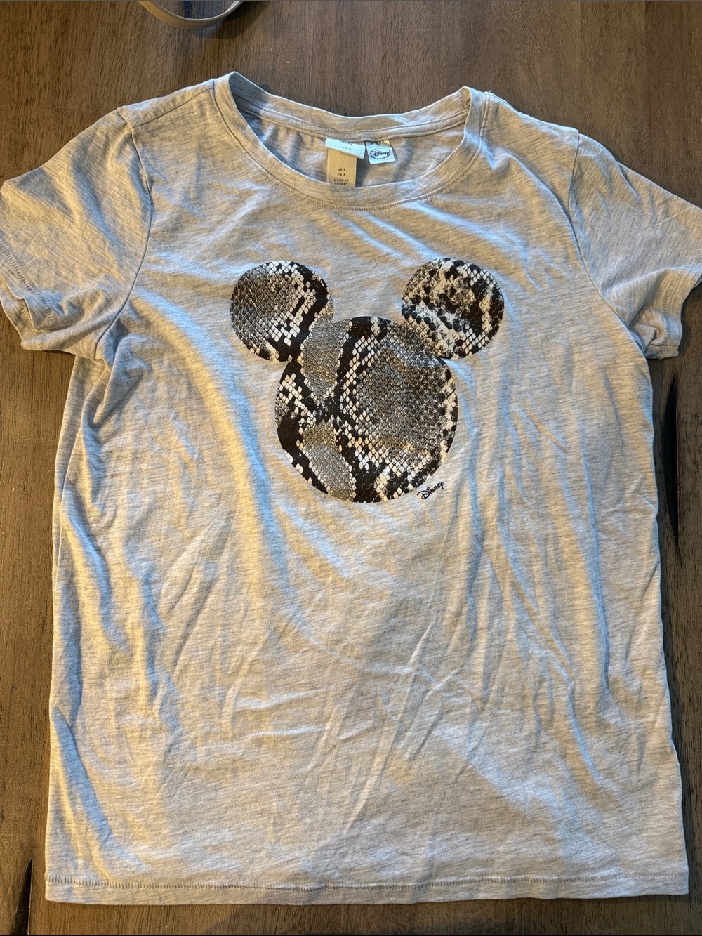 Disney  Graphic Tee with Snake-Print Mickey Silhouette Sm